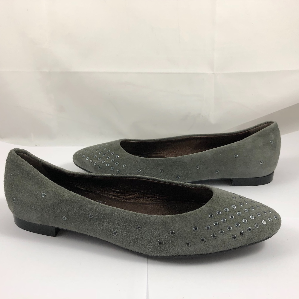 AGL Grommet Suede Leather Slip On Flats Shoes